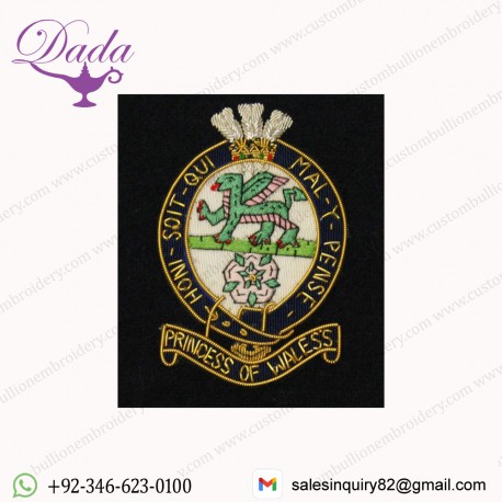 Princess of Wales Royal Regiment Blazer Badge, Wire