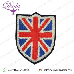 UK badge, Hand Embroidered, Bullion Wire sewn on navy felt