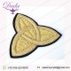 2 Hand-Embroidered, Bullion Appliques. Gold Trinity. 3 inch