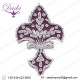 4 Hand-Embroidered Appliques. Fleur De Lis. Burgundy with Silver Bullion 