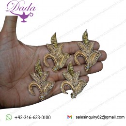 Beaded Bridal Headband Appliques Decorative Golden Appliques Patches Embroidery Rhinestone Appliques 