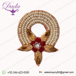 Beaded brooch Supplier Custom Hand Embroidery India Bullion Silk Patch Metallic Wire Clothing Horse Badge