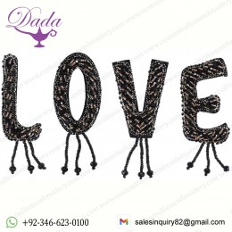Beaded Letters Love Handmade Crystal Beading Fringe Patches for Clothes Applique