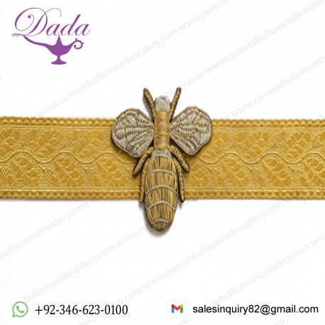bee brooch hand embroidery brooch badges Bullion wire fashion jacket Indian China embroidered patches blazer crest goldwork