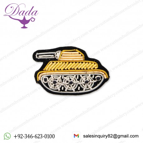Bullion wire fashion Tank pin brooch badge