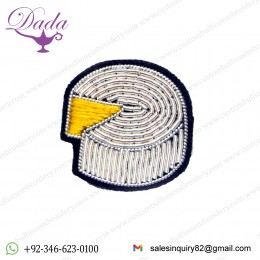 CAMEMBERT brooch Supplier Custom Hand Embroidery India Bullion Silk Patch Metallic Wire Clothing Horse Badge