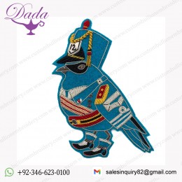 CAPTAIN brooch Supplier Custom Hand Embroidery India Bullion Silk Patch Metallic Wire Clothing
