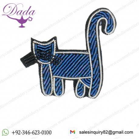 China Bullion Wire Hand Embroidery Cat brooch
