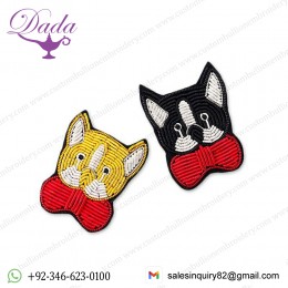 China Bullion Wire Hand Embroidery Face pin brooch