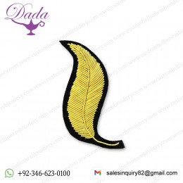 China Bullion Wire Hand Embroidery Leaf brooch