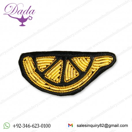 China Bullion Wire Hand Embroidery lemon brooch