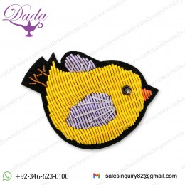China Hand made Bullion Wire Embroidery sparrow brooch