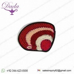 Red Bullion wire brooch Hand embroidered patches blazer crests handmade embroidery emblem
