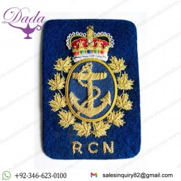 Royal Canadian Navy Gold Bullion Blazer Badge, military badge, fashion military badge