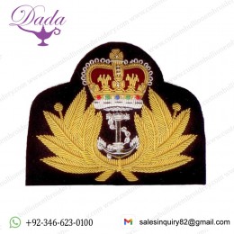 Royal Navy Gold bullion cap badge, navy peak metallic cap badge