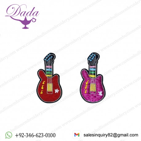 Hand embroidery Indian silk badge guitar bass brooch female accessories corsage