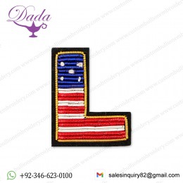 letter L Bullion wire brooch pin hand brooch Bullion wire fashion jacket Indian China embroidered