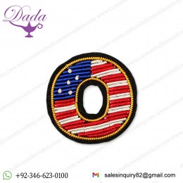 letter O Bullion wire brooch Bullion wire fashion jacket Indian China embroidered blazer crest goldwork