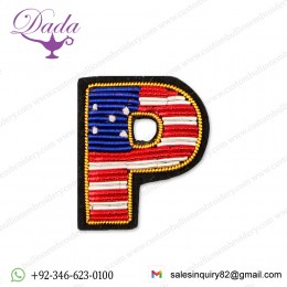 letter P Bullion wire brooch pin hand embroidery brooch Bullion wire fashion jacket Indian China