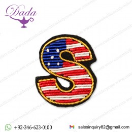 letter S Bullion wire brooch pin hand embroidery brooch Bullion wire fashion jacket Indian China