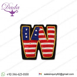 letter W badges Bullion wire fashion jacket Indian embroidered patches blazer crest goldwork