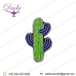 Handmade Bullion Wire Cactus Brooch  Handmade Bullion Brooch