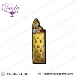 Handmade bullion wire embroidery Goldwork pin, Cartoon Badge Series Gold Lighter