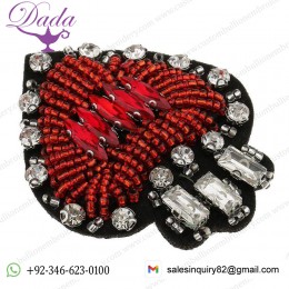 Heart Sew on Beaded Motifs Decoration Sewing Patch for Clothes Decor
