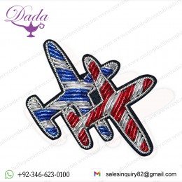 high quality 3d embroidery patch cloth badge airplane brooch