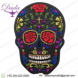 MEXICAN SKULL hand embroidery Indian silk badges emblem china motif creative pins simple brooch
