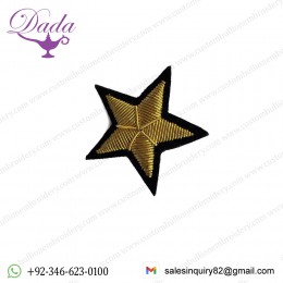 MILITARY STAR GOLD hand embroidery Indian silk badges emblem motif creative pins simple brooch