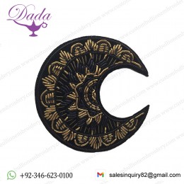 MOON hand embroidery Indian silk badges emblem china motif creative pins simple brooch