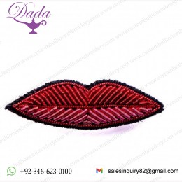 MOUTH hand embroidery Indian silk badges emblem china motif creative pins simple brooch