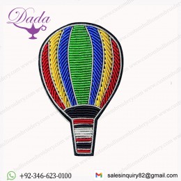 Multi color bullion wire thread parachute custom design hand made embroidery badge brooch