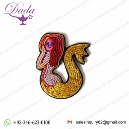 Multicolored mermaid Customized Bullion wire brooch pin hand embroidery brooch badges Bullion wire
