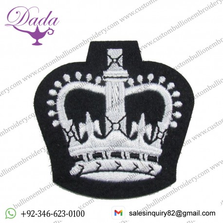 Badge Crown Army Warrant Officers Class 2 Crown WO2 Crown SNCO White on Black