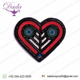 Native American heart Customized Bullion wire brooch pin hand embroidery brooch badges 