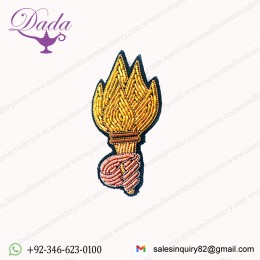 Olympic flame Bullion wire brooch pin hand embroidery brooch badges Bullion wire fashion