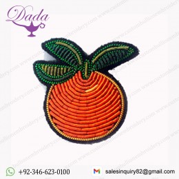 Orange Bullion wire brooch pin hand embroidery brooch badges Bullion wire fashion jacket Indian