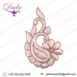 Paisley Design Mukaish, Badla Work with Rhinestone Hand Work Patch