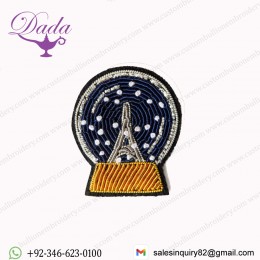 Paris snow globe Bullion wire brooch pin hand embroidery brooch badges Bullion wire fashion