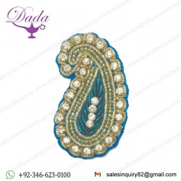 Peacock Blue Color Patch Embroidered boat Dresses Decor sew on Sarees Suits Applique DIY