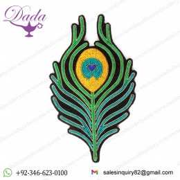 Peacock feather Bullion wire brooch pin hand embroidery brooch badges Bullion wire fashion