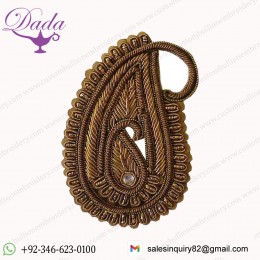 Hand-Beaded, Paisley Appliques. Bronze Bullion