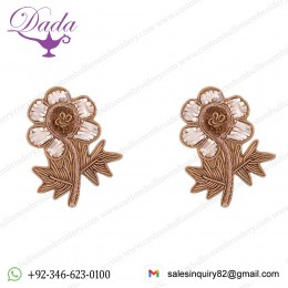 Small Flower Mukaish, Badla Work and dabka Detailing Hand Work Patch