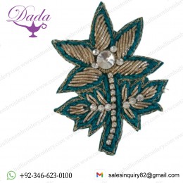 Tree Shape Rama Color Embroidery Handmade Zari Work with Cut Work Applique Patches