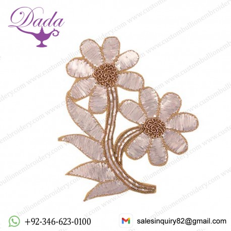 Two Flower Design Dabka and Mukaish,Badla Work Hand Work Patch