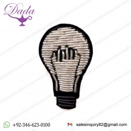 SILVER BULB Customized Bullion wire brooch pin hand embroidery brooch badges Bullion wire
