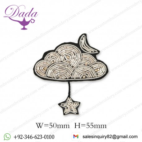 Silver cloud Bullion wire brooch