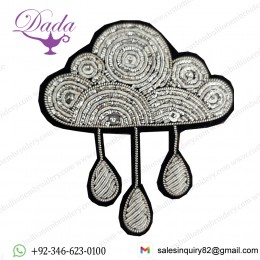 Silver cloud embroider Cartoon Indian silk badges brooch decorative pins simple brooch